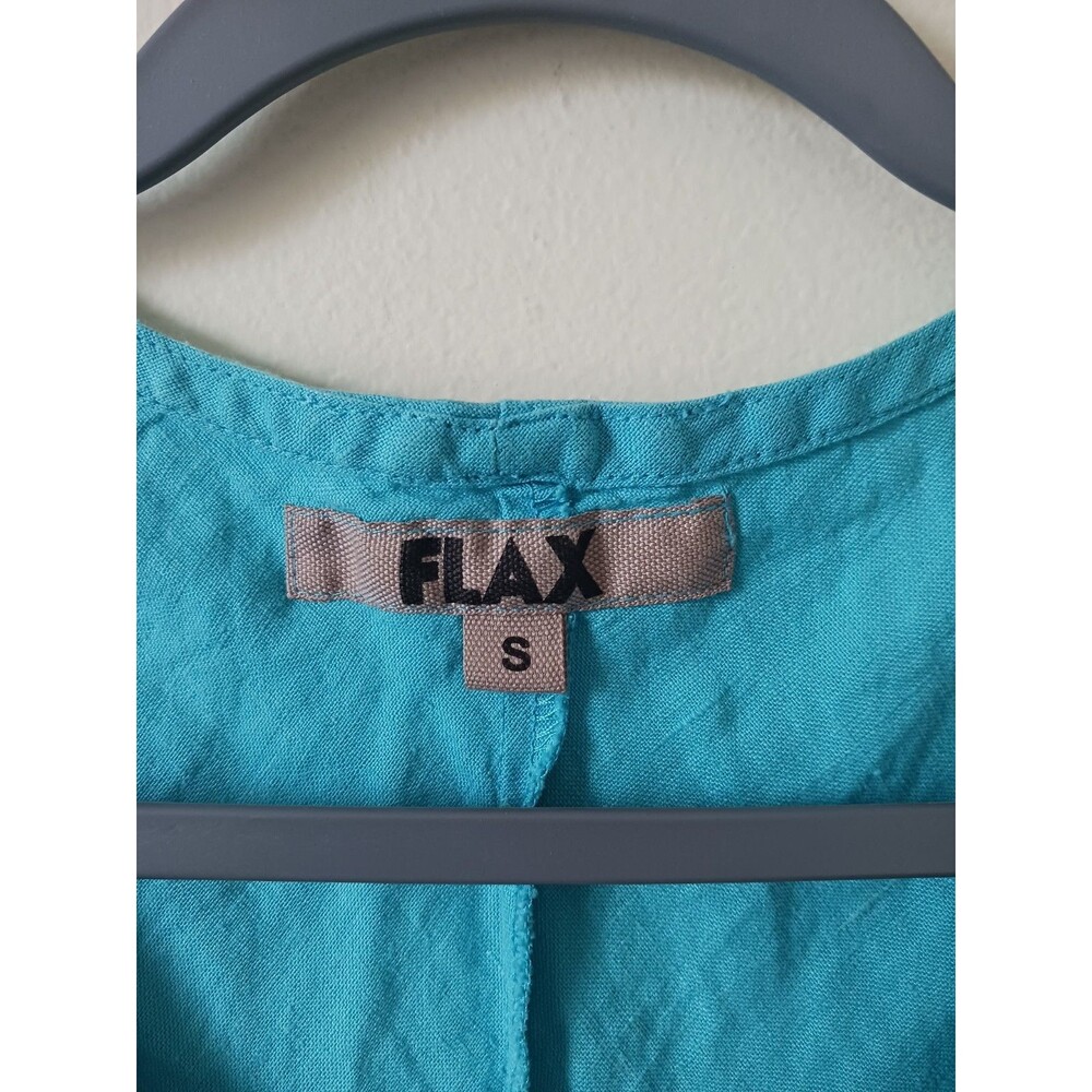 Flax Linen Turquoise Tank Top Size S Lagenlook Sleeveless Boho - Picture 3 of 6